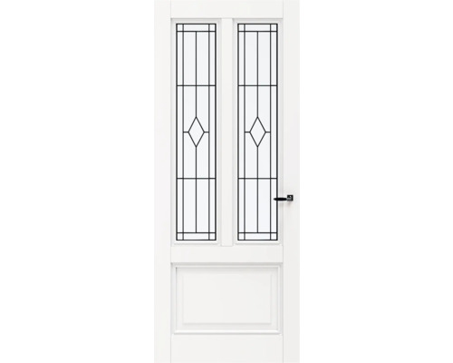 Witte binnendeur met glazen panelen en ruitmotief