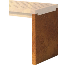 Close-up van een terrasrand van hout en steen