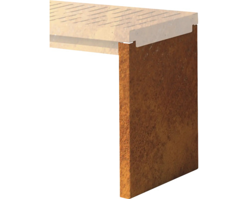 Close-up van een terrasrand van hout en steen