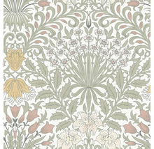 Behang met bloemmotief.