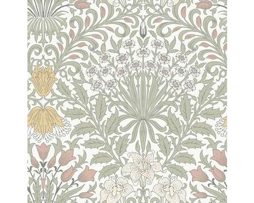 Behang met bloemmotief.