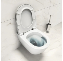 Wandcloset met open spoelrand en toiletborstelgarnituur