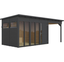 Modern tuinhuis met raam, deur en overkapping