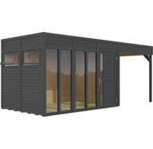 Modern tuinhuis met aanbouw, ramen en deur