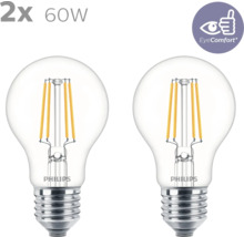 Twee 60-Watt gloeilampen met Philips logo en EyeComfort keurmerk