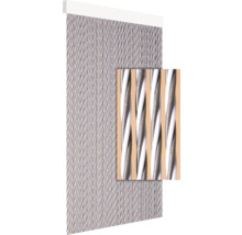 Metalen gordijn met witte ophangrail als insectenbescherming