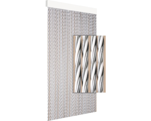 DEGOR Deurgordijn Dara grijs wit 60x190 cm Metalen kettinggordijn met bevestigingsrail