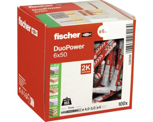 Fischer DuoPower 6x50 pluggen, 100 stuks