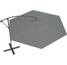 Grijze zweefparasol met voet voor de tuin