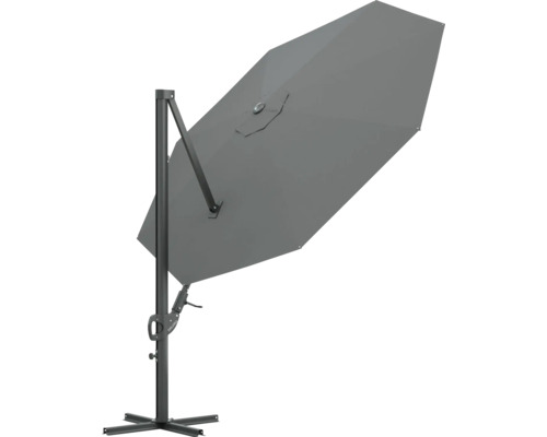 SOLUNA Zweefparasol Orléans met kruisvoetstandaard donkergrijs Ø 300 cm Vrijhangende parasol met voetkruis voor de tuin