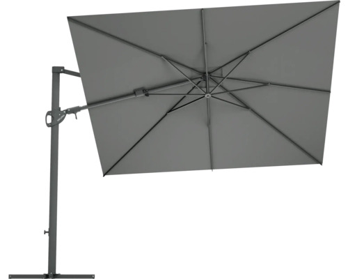 Grijze parasol met vierkante vorm en zijstok