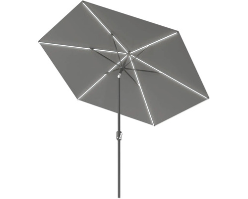 Grijze tuinzweefparasol met verlichting