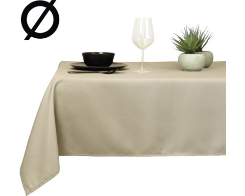 UNIQUE LIVING Tafelkleed Levi grijs ø 170 cm Beige tafelkleed met servies, glas en potplanten
