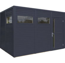 Houten tuinhuis met ramen en deur
