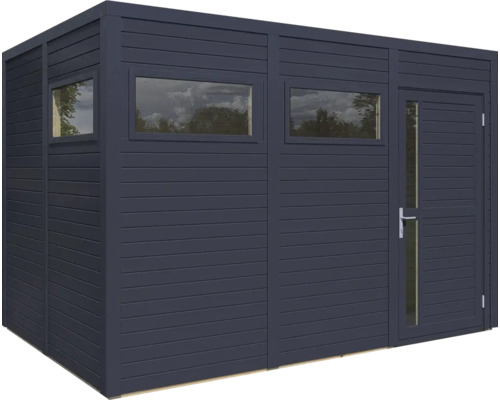 Houten tuinhuis met ramen en deur