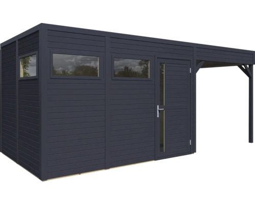 Tuinhuis met overkapping, ramen en deur