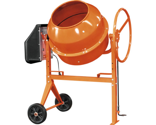 Betonmolen met draaiende trommel en wielen