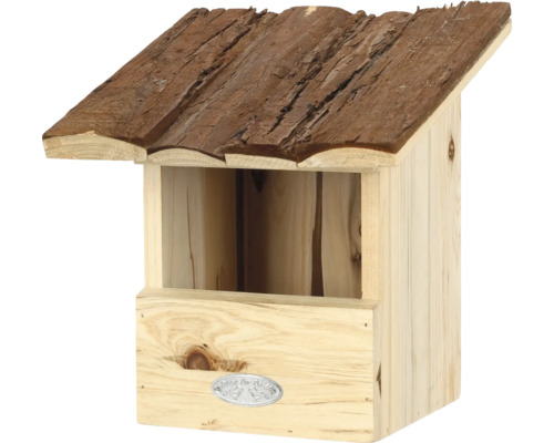 Houten nestkast met schorsdak