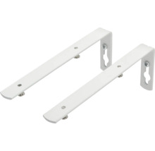 Twee witte plankdragers met schroeven