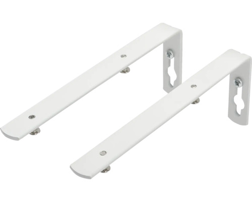 Twee witte plankdragers met schroeven