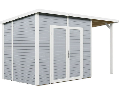 Tuinhuis met dubbele deur en luifel