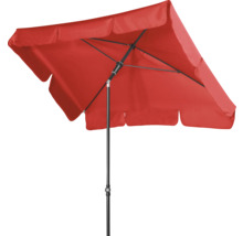 Rode parasol met zwart frame voor buiten