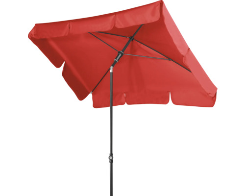Rode parasol met zwart frame voor buiten