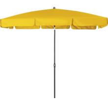Gele parasol met zwarte voet