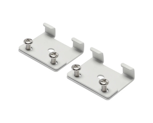 Twee witte montagebeugels met schroeven