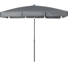 Grijze parasol met standaard voor buiten