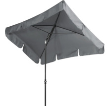Grijze rechthoekige parasol met mast