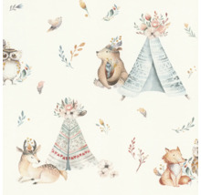 Behang met beren, vossen, uilen, herten en tipi's