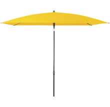 Gele parasol met zwarte standaard