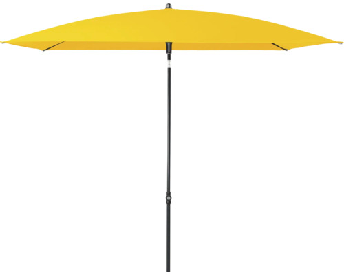 Gele parasol met zwarte standaard