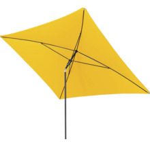 Gele rechthoekige parasol met zwart frame