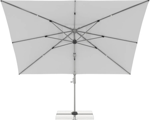 Vierkante parasol met middenstok en voet