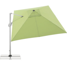 Vrijhangende parasol met vierkant doek en voet