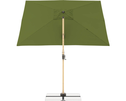 Rechthoekige tuinzweefparasol met houten standaard