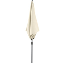 Gesloten tuinzonscherm op een zwarte metalen paal