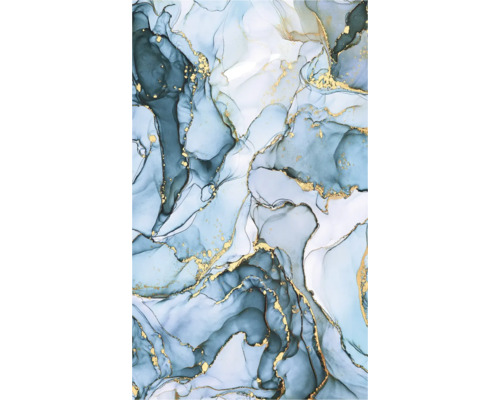 Abstracte muurschildering met gouden accenten