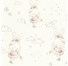 Behang met konijnenmotief en wolkenpatroon