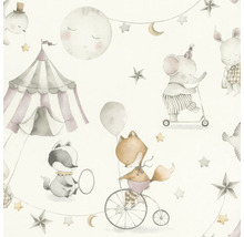 Behang met dierenmotieven in circusdesign
