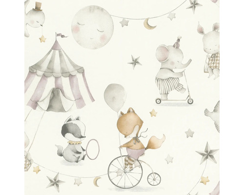 Behang met dierenmotieven in circusdesign