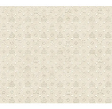 Behang met kronen, lelies, ruiten en letterpatroon