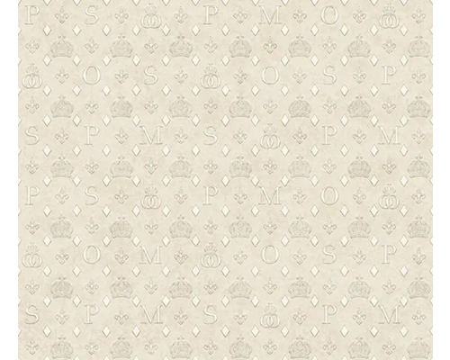 Behang met kronen, lelies, ruiten en letterpatroon