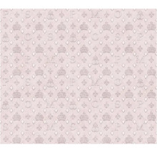 Behang met kronen, letters en ruitpatroon