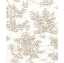 Behang met Toile-de-Jouy-patroon dat scènes uit het landleven voorstelt