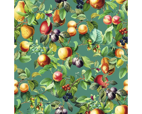 Naadloos patroon met diverse vruchten en bladeren aan takken