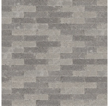 Grijze stenen muur met rechthoekige stenen