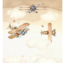 Illustratie met vliegtuigen, wolken en sterren voor kinderkamerdecoratie